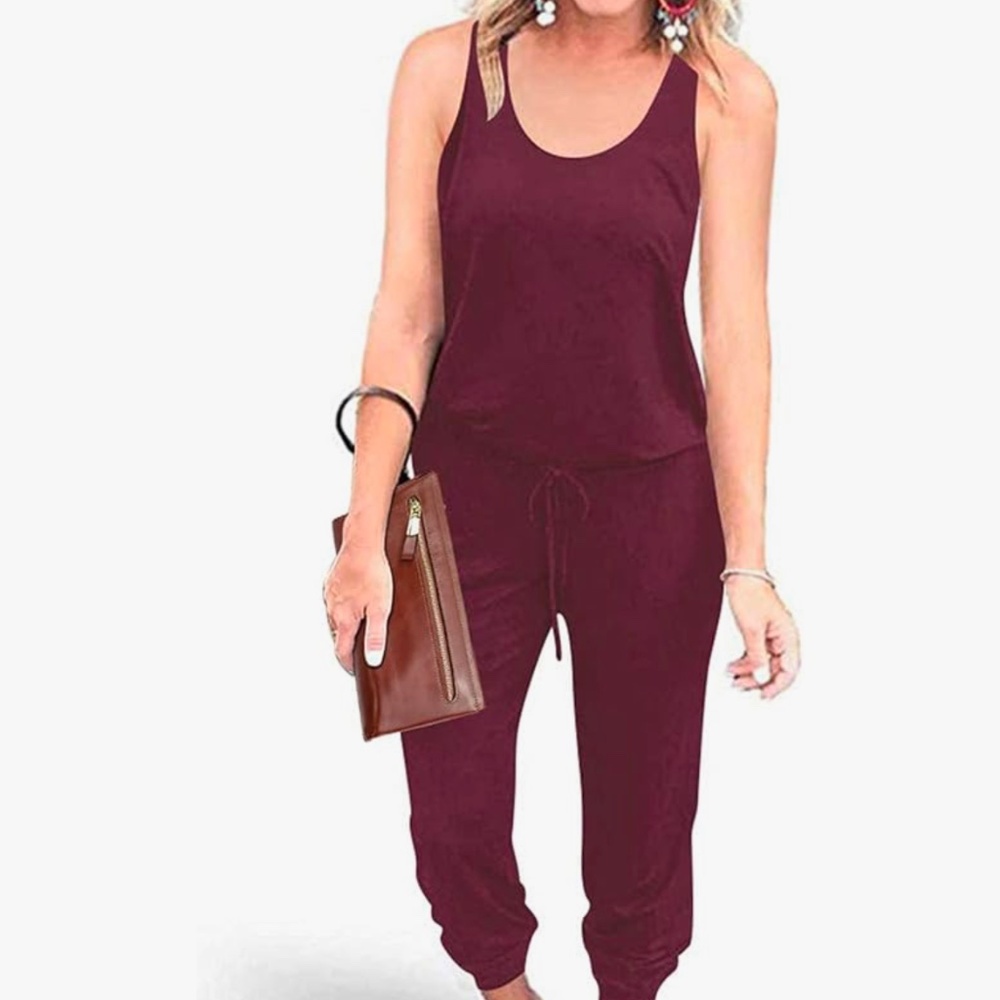 PRETTYGARDEN Women's Casual Tank Jumpsuits Sleeveless Drawstring Elastic Waist